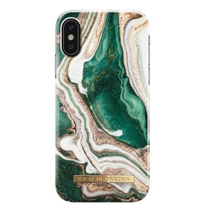 iDeal Of Sweden iPhone XS Max Cover - Grøn / Guld Marmor