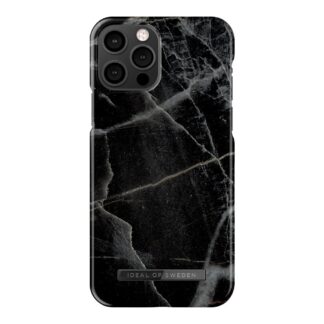 iDeal Of Sweden iPhone 12 / 12 Pro Fashion Cover Black Thunder Marble